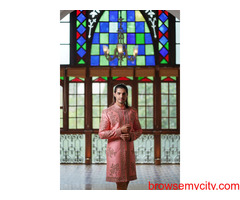 Buy Designer Peach Wedding Sherwani for Men | Shreeman