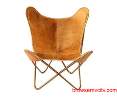 Purchase Genuine Leather Butterfly Chair, best price- Leather Jackson