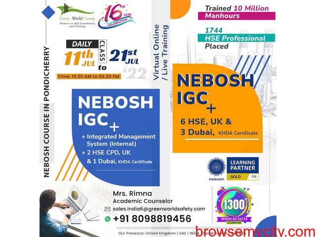 Green World Offers NEBOSH IGC Combo for Learners in Pondicherry..!! - 1/1