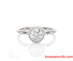 Best Deal on 1ct Round Stone Halo With Plain Band Moissanite Ring