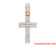 Shop Moissanite Cross Pendant in Rose Gold for Women