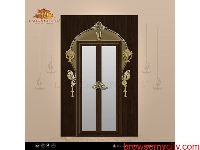 Handcrafted Brass Designs for Pooja Room Doors - 3/4