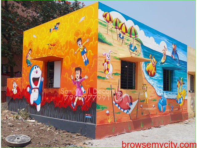Anganwadi School Wall Painting Images From Adikmet - 1/6
