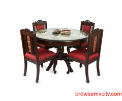 Round Teak Wood Dining Table - Perfect for Cozy Dinners and Intimate Gatherings! Shop Now