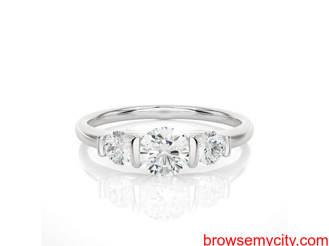 Look At the Collection of Three Stone Lab Diamond Engagement Ring - Gemver - 1/2