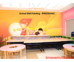 best school wall painting artist cartoon wall painting in school