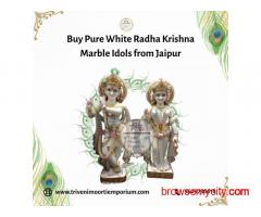 Buy Pure White Radha Krishna Marble Idols from Jaipur