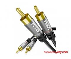 FEDUS RCA to RCA Cable Double Shielded Oxygen-Free Copper Gold Plated 2RCA to 2RCA Cable 2 RCA Car A