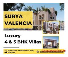 Surya Valencia 4 & 5 BHK Luxury Villas in Rajanukunte, North Bangalore