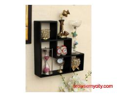 Home Sparkle Black MDF Basic L-Shaped Wall Shelf
