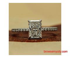 2 Carat Round Cut Lab Grown Diamond Engagement Ring in White Gold