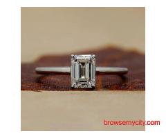 1 Ct Emerald Shape Lab Grown Diamond Solitaire Ring