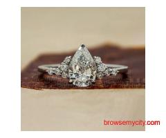 1 Carat Pear Cut Cluster Lab Diamond Engagement Ring