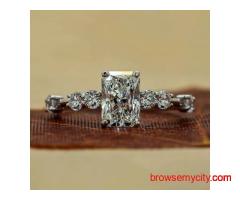 1.50 Ct Radiant-Cut Lab-Grown Diamond Ring with Sparkling Side Accents