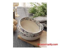 MIAH Decor Set of 2 Cream-Coloured Printed Serving Bowl