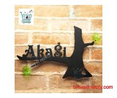 Metal Laser Cut Name Plate for House - as Akagi