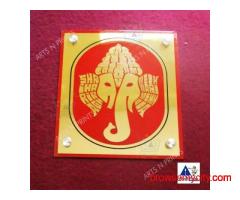 Premium Brass Name Plate with Lord Ganesha Impression