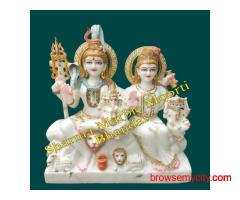Shiv Parivar Murti in White Marble for Temple