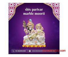 Shiv Parivar Murti in White Marble for Temple