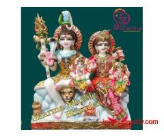 Shiv Parivar Murti in White Marble for Temple