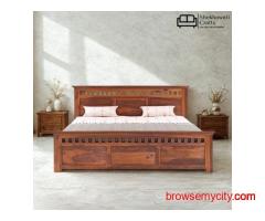 Sheesham Wood King Size Bed - Shekhawati Crafts