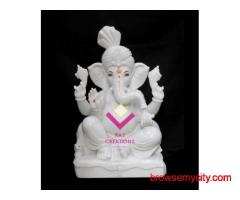 Order White Marble Ganesha Idols in Sitting Pose