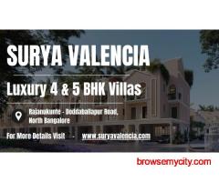 Surya Valencia Luxury 4 & 5 BHK Villas Near Airport Road, North Bangalore