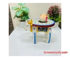 Wooden Handpainted Multicolor Elephant Stool
