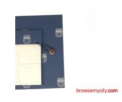 Handmade Tabletop Organiser in Navy Blue & Beige Owls
