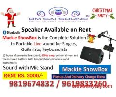 Speaker with Mic Stand on Rent for Christmas Party – Mackie Show Box