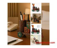 Iron Train Engine Pen Holder with Vintage Style