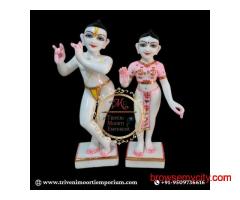 Custom Made Iskcon Radha Krishna Marble Murti in India