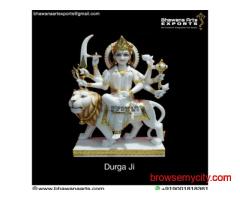 Pure Marble Durga Mata Moorti with Fine Detailing