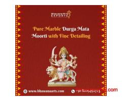 Pure Marble Durga Mata Moorti with Fine Detailing