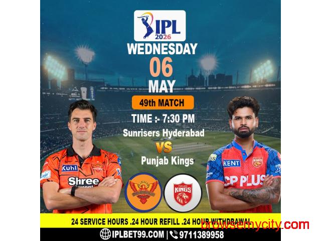 Cricket ID Login for SRH vs PBKS IPL 2026 Match Prediction and Live Scorecard - 1/1