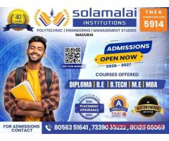 Admissions Open 2026 - 2027 at Solamalai College of Engineering, Madurai