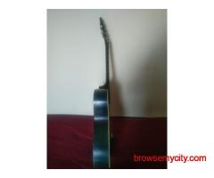 Turquoise semi acoustic guitar