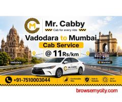 Vadodara to Mumbai Cab Hire – MrCabby Top Intercity Service