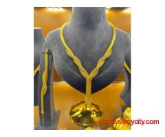 24K Gold Plated Sterling Silver Jewelry Set: Handmade Bridal Gift available for sale