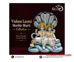 Beautiful Handcrafted Vishnu Laxmi Marble Murti Collection