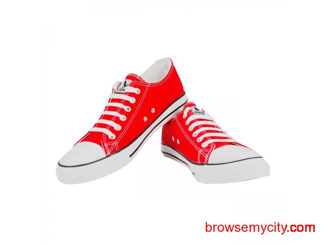 Buy Cefiro Olympia Red Canvas Shoes For 